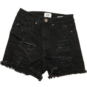 Simple Society Black High Rise Cut Off Shorts
